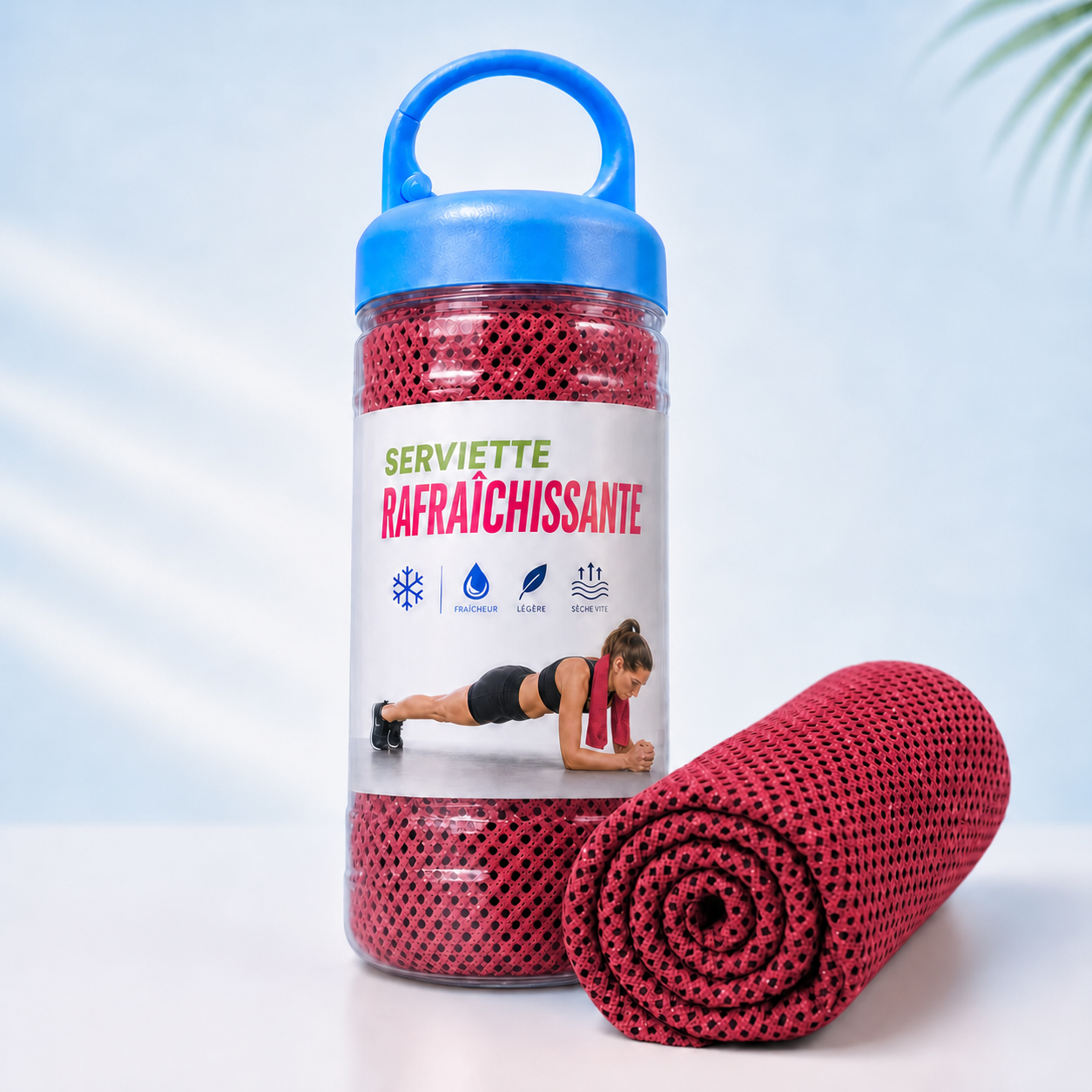 Serviette rafraîchissante rouge contre la chaleur