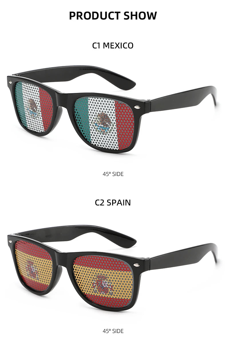 8PCS HD Vision Flag Sunglasses Football Match Fans Sun Glasses Comfortable Anti-slip Legs Sports Party Eyewear