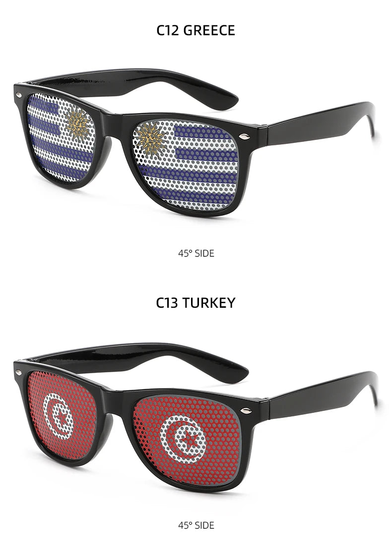 8PCS HD Vision Flag Sunglasses Football Match Fans Sun Glasses Comfortable Anti-slip Legs Sports Party Eyewear