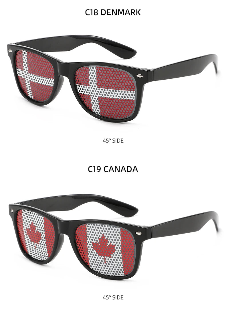 8PCS HD Vision Flag Sunglasses Football Match Fans Sun Glasses Comfortable Anti-slip Legs Sports Party Eyewear
