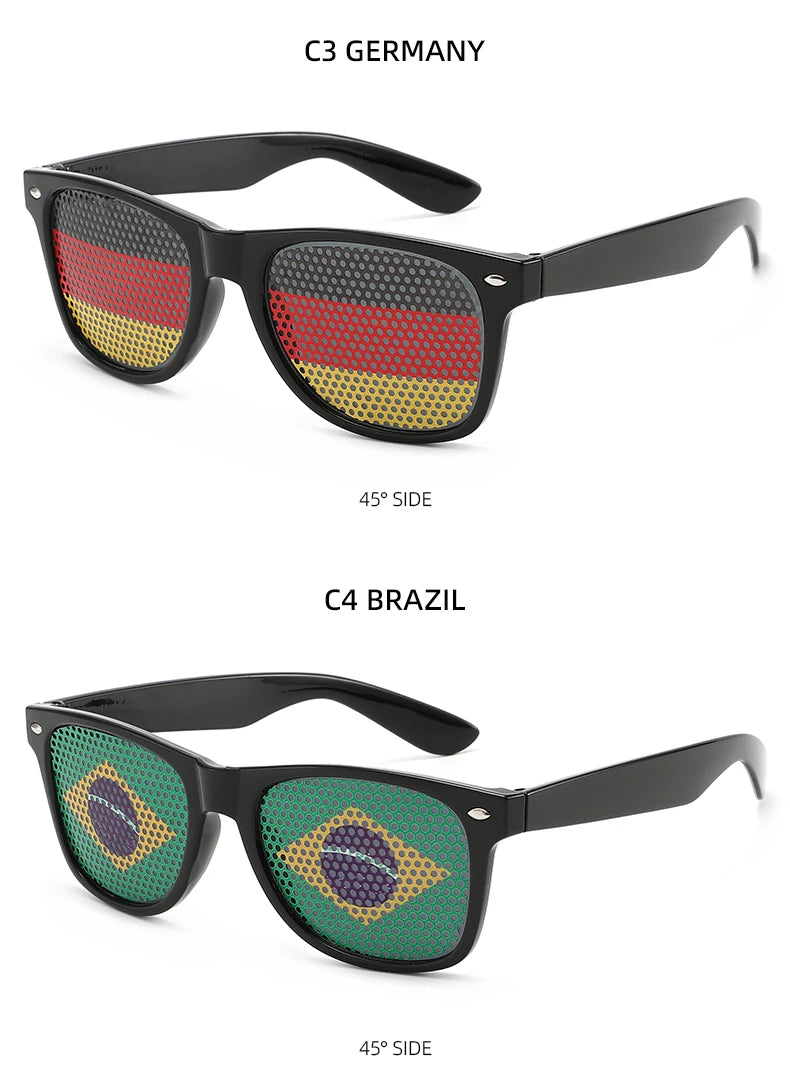 8PCS HD Vision Flag Sunglasses Football Match Fans Sun Glasses Comfortable Anti-slip Legs Sports Party Eyewear