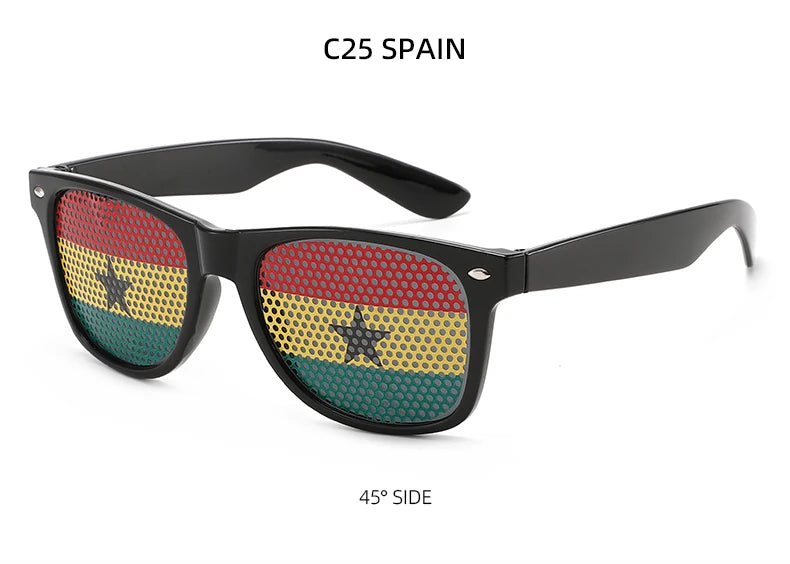 8PCS HD Vision Flag Sunglasses Football Match Fans Sun Glasses Comfortable Anti-slip Legs Sports Party Eyewear