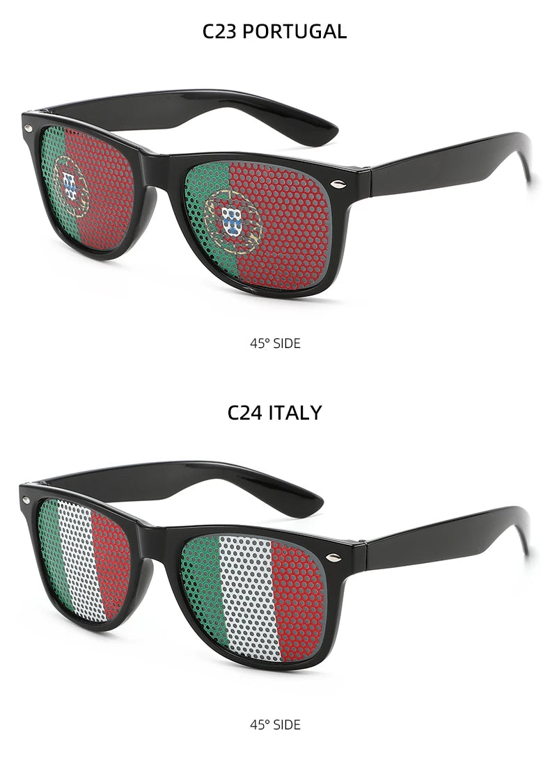 8PCS HD Vision Flag Sunglasses Football Match Fans Sun Glasses Comfortable Anti-slip Legs Sports Party Eyewear