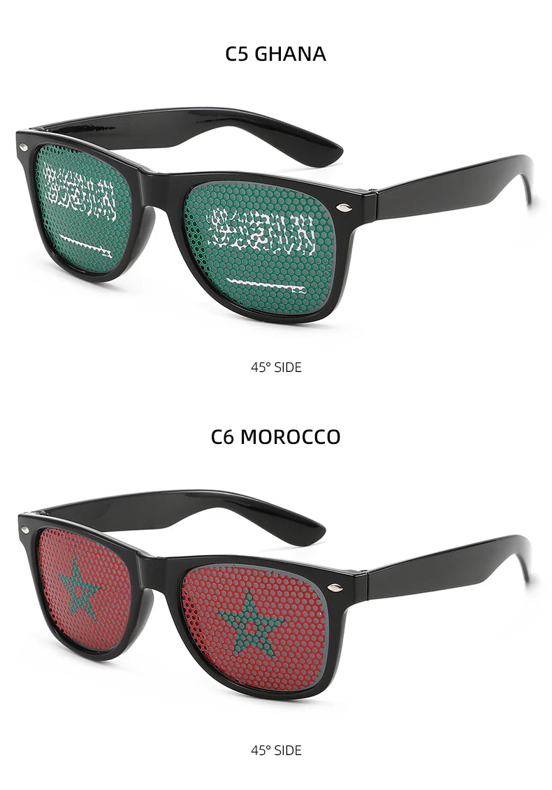 8PCS HD Vision Flag Sunglasses Football Match Fans Sun Glasses Comfortable Anti-slip Legs Sports Party Eyewear