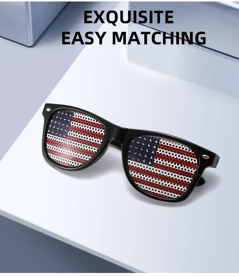 8PCS HD Vision Flag Sunglasses Football Match Fans Sun Glasses Comfortable Anti-slip Legs Sports Party Eyewear