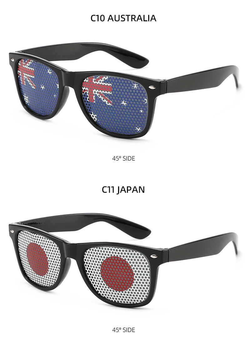 8PCS HD Vision Flag Sunglasses Football Match Fans Sun Glasses Comfortable Anti-slip Legs Sports Party Eyewear