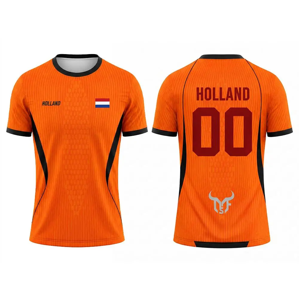 Netherlands Flag Print Football Jersey Outdoor Casual Breathable Short Sleeve Tops Summer Men Gym Sports Training Soccer T-shirt