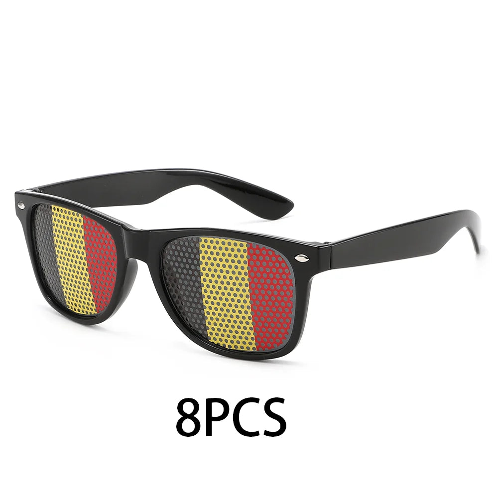 8PCS HD Vision Flag Sunglasses Football Match Fans Sun Glasses Comfortable Anti-slip Legs Sports Party Eyewear