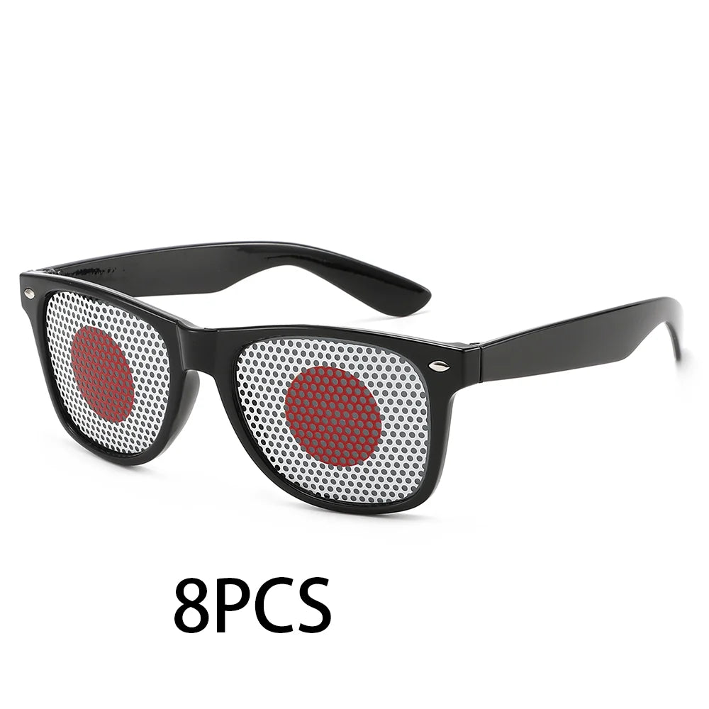 8PCS HD Vision Flag Sunglasses Football Match Fans Sun Glasses Comfortable Anti-slip Legs Sports Party Eyewear