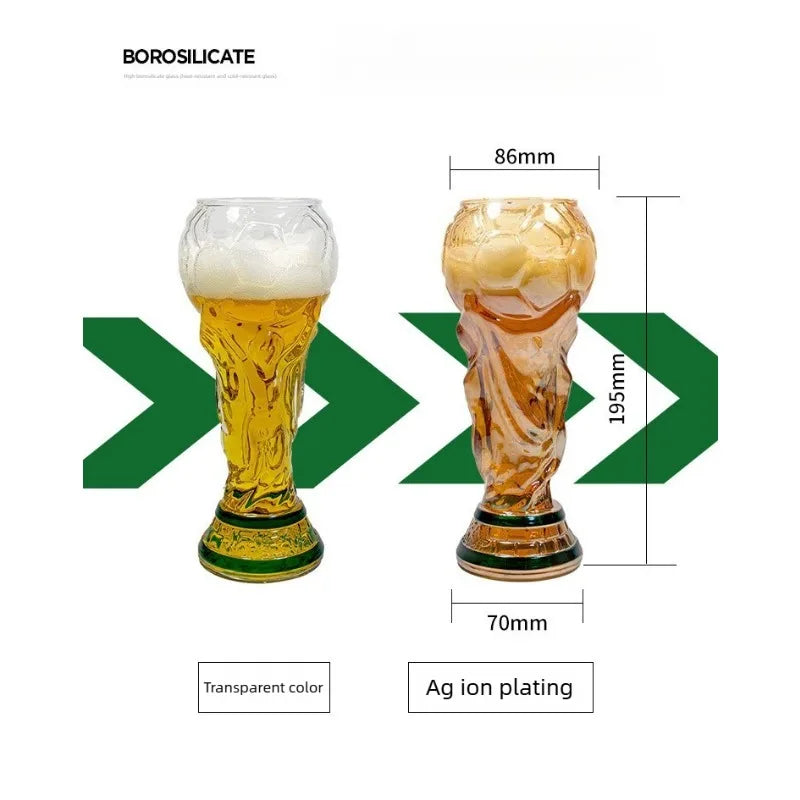 Verre à bière trophée de football 500 ml en verre borosilicate de haute qualité, cadeau pour la fête des pères, pour petit ami, pour les fans, pour les matchs de football 2026