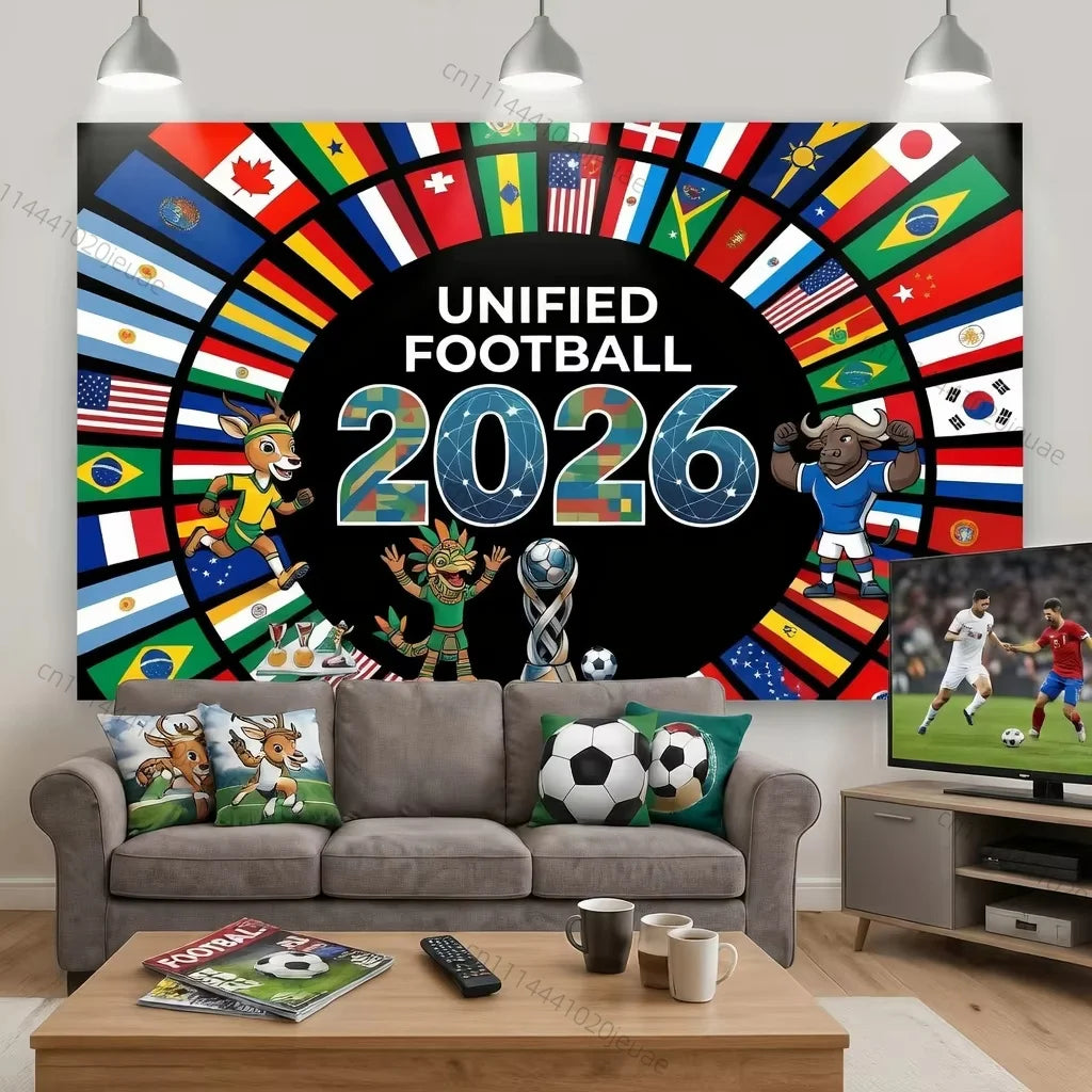 Tapisserie Murale Drapeaux Football – Décoration Coupe du Monde 2026