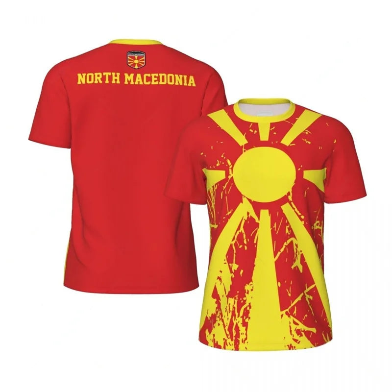 North Macedonia Graphic T-shirt For Men Street Oversized Short Sleeve Tees Summer 3D Printed Sports Fitness Football T Shirts