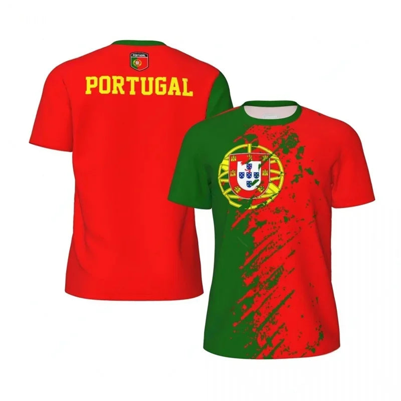 PORTUGAL Flag 3D Print Sports Quick-dry Breathable Men Women T-shirt Outdoor Football Jersey Team Club Short-sleeve Top Clothing