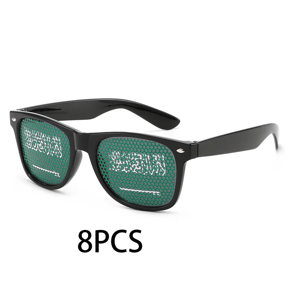 8PCS HD Vision Flag Sunglasses Football Match Fans Sun Glasses Comfortable Anti-slip Legs Sports Party Eyewear