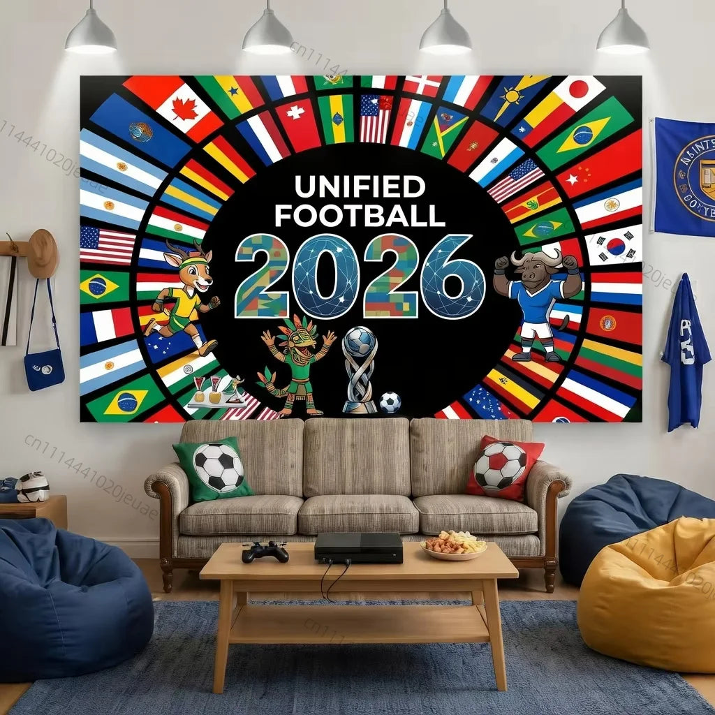 Tapisserie Murale Drapeaux Football – Décoration Coupe du Monde 2026