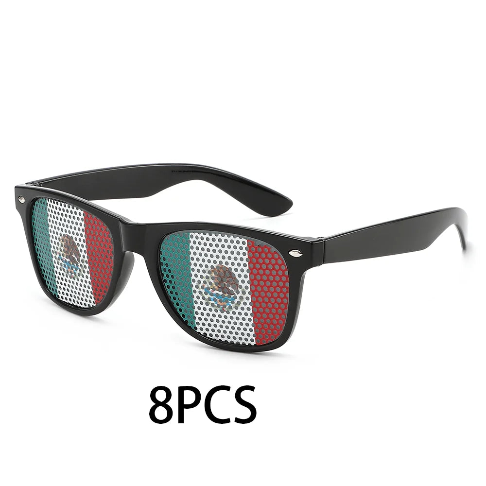 8PCS HD Vision Flag Sunglasses Football Match Fans Sun Glasses Comfortable Anti-slip Legs Sports Party Eyewear