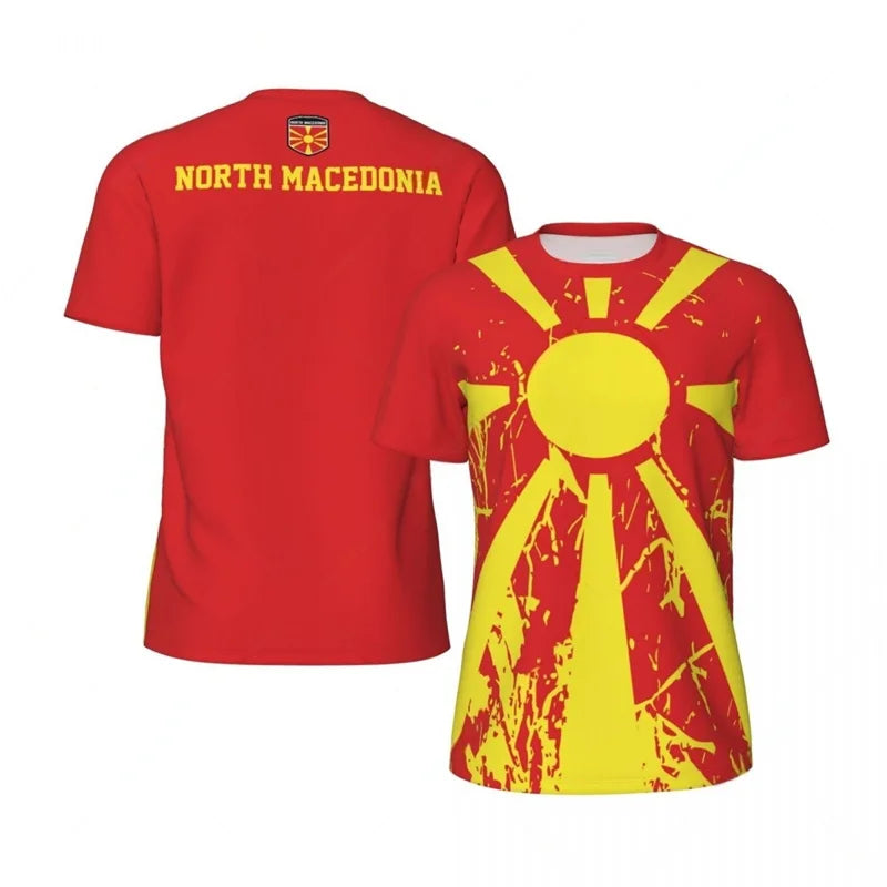 North Macedonia Graphic T-shirt For Men Street Oversized Short Sleeve Tees Summer 3D Printed Sports Fitness Football T Shirts