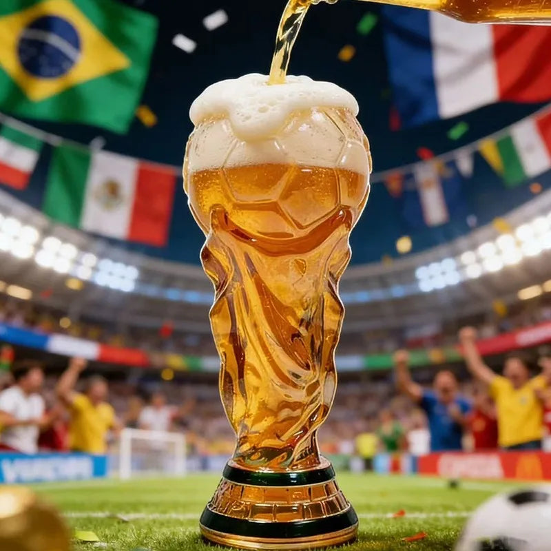 Verre à bière trophée de football 500 ml en verre borosilicate de haute qualité, cadeau pour la fête des pères, pour petit ami, pour les fans, pour les matchs de football 2026