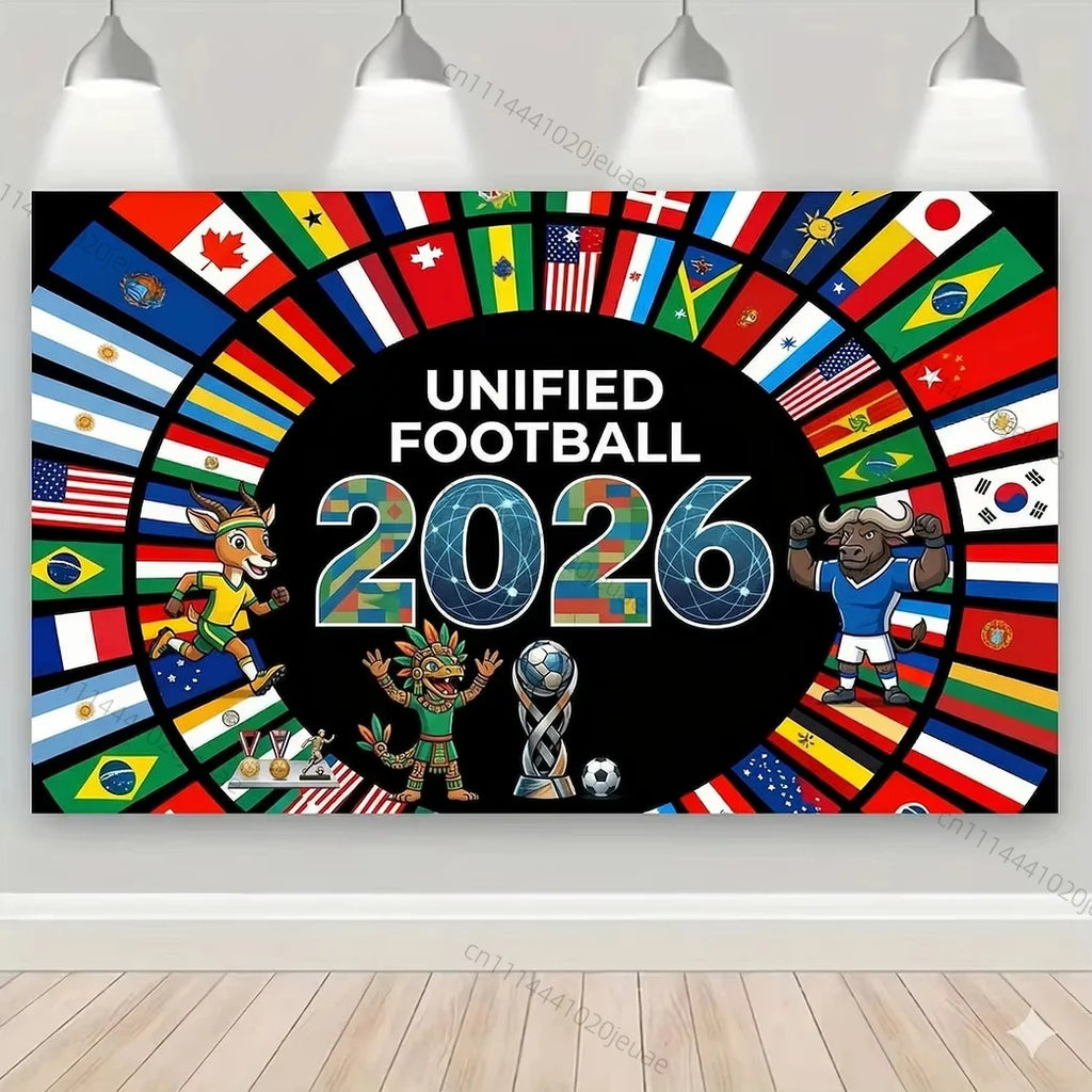 Tapisserie Murale Drapeaux Football – Décoration Coupe du Monde 2026
