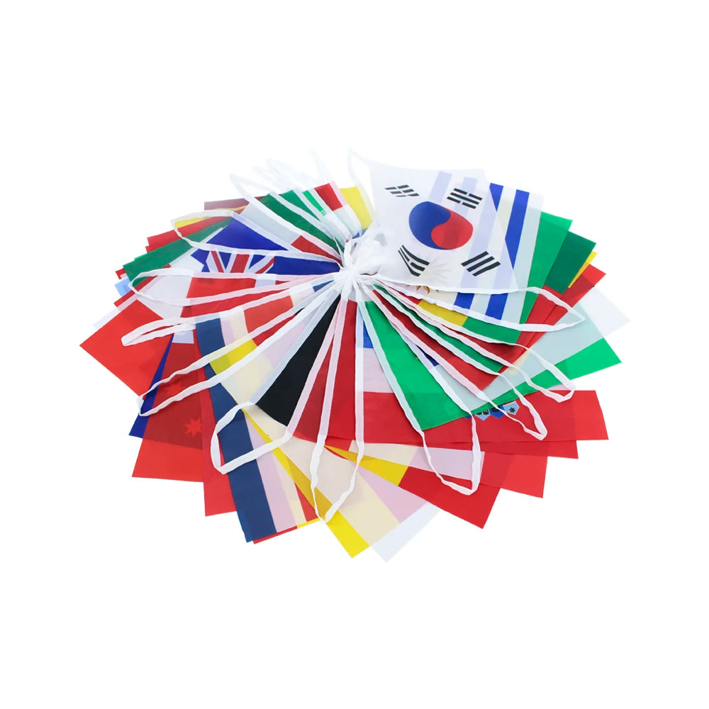 Guirlande de 32 Drapeaux Nationaux – Décoration Football Coupe du Monde 2026