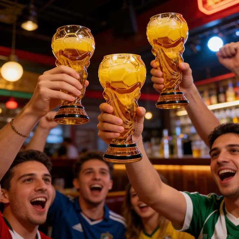 Verre à bière trophée de football 500 ml en verre borosilicate de haute qualité, cadeau pour la fête des pères, pour petit ami, pour les fans, pour les matchs de football 2026