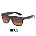 8PCS HD Vision Flag Sunglasses Football Match Fans Sun Glasses Comfortable Anti-slip Legs Sports Party Eyewear