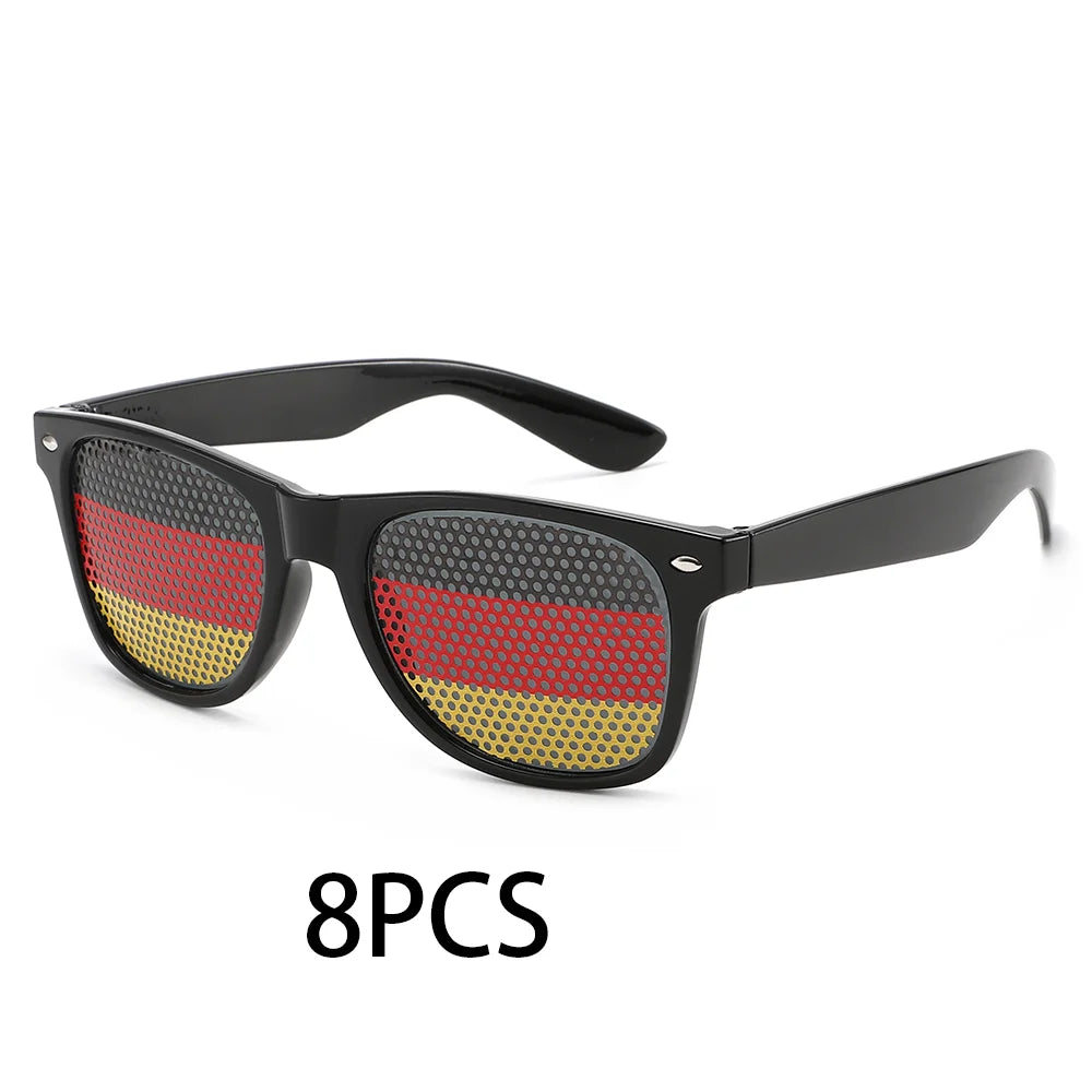 8PCS HD Vision Flag Sunglasses Football Match Fans Sun Glasses Comfortable Anti-slip Legs Sports Party Eyewear