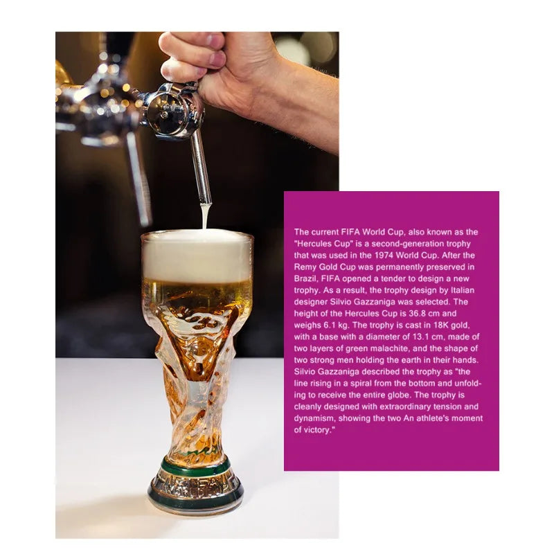 Verre à bière trophée de football 500 ml en verre borosilicate de haute qualité, cadeau pour la fête des pères, pour petit ami, pour les fans, pour les matchs de football 2026