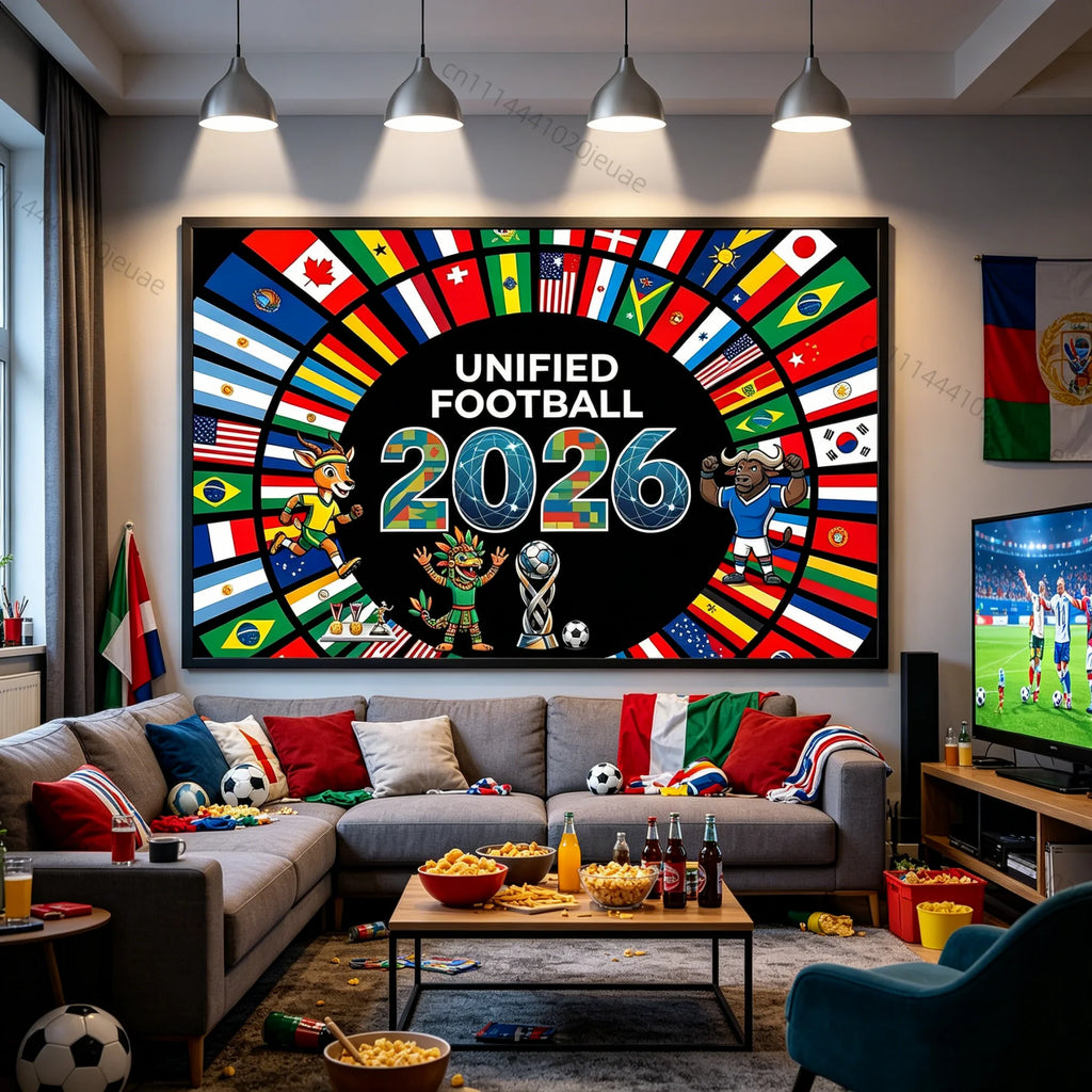 Tapisserie Murale Drapeaux Football – Décoration Coupe du Monde 2026