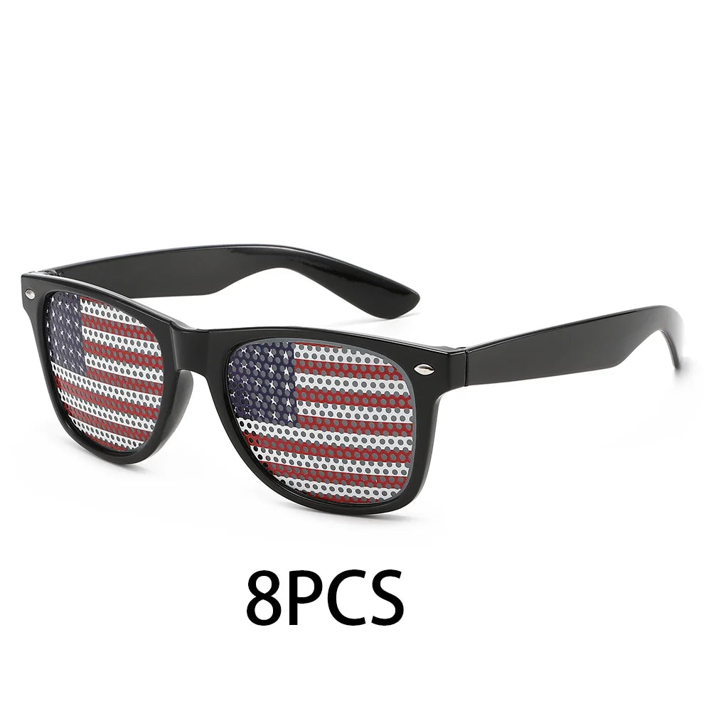 8PCS HD Vision Flag Sunglasses Football Match Fans Sun Glasses Comfortable Anti-slip Legs Sports Party Eyewear
