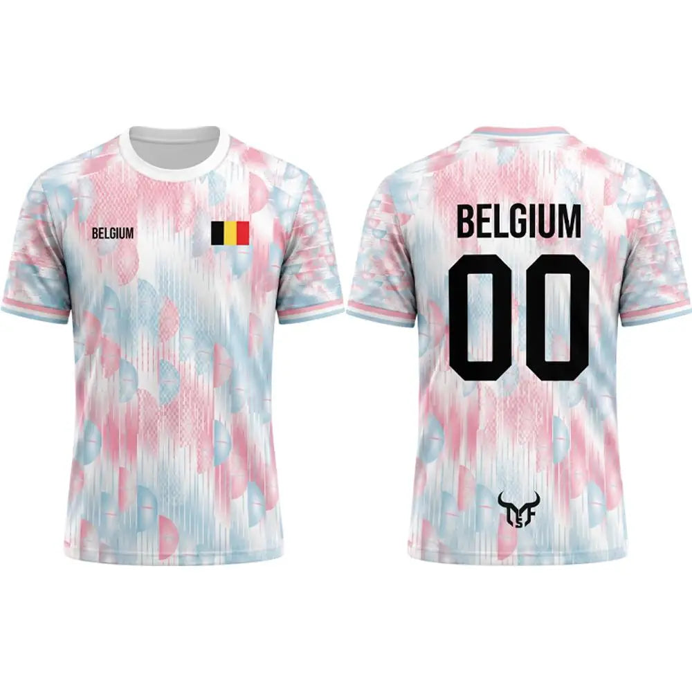 2026 New Belgium Flag Print Soccer Jersey Summer Men's Quick-Drying Breathable Soccer Training T-shirt Unisex Casual Sports Top