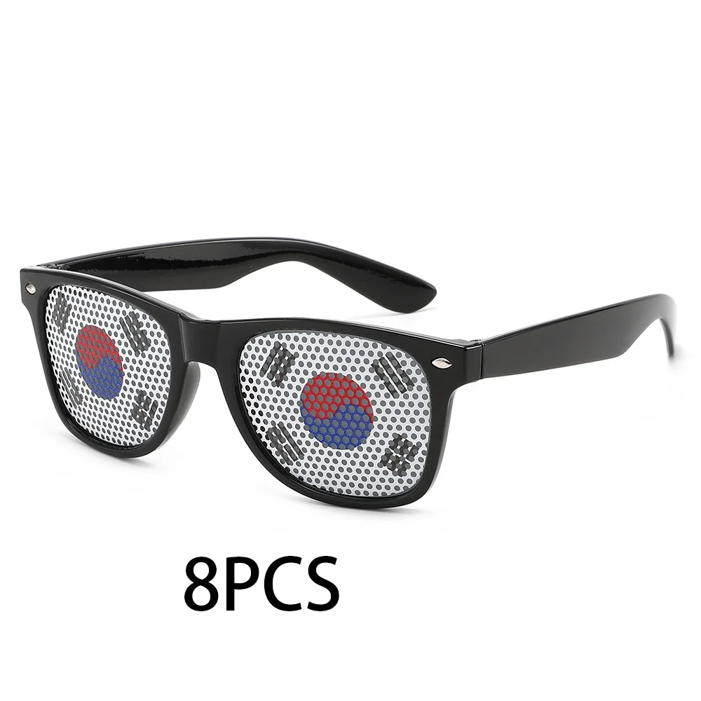 8PCS HD Vision Flag Sunglasses Football Match Fans Sun Glasses Comfortable Anti-slip Legs Sports Party Eyewear