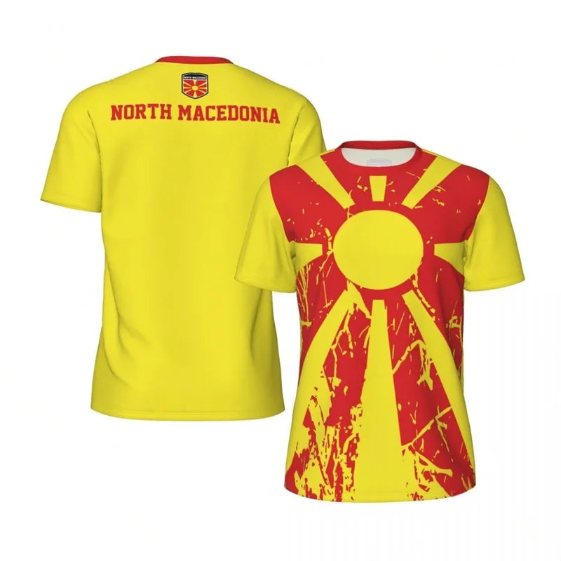 North Macedonia Graphic T-shirt For Men Street Oversized Short Sleeve Tees Summer 3D Printed Sports Fitness Football T Shirts