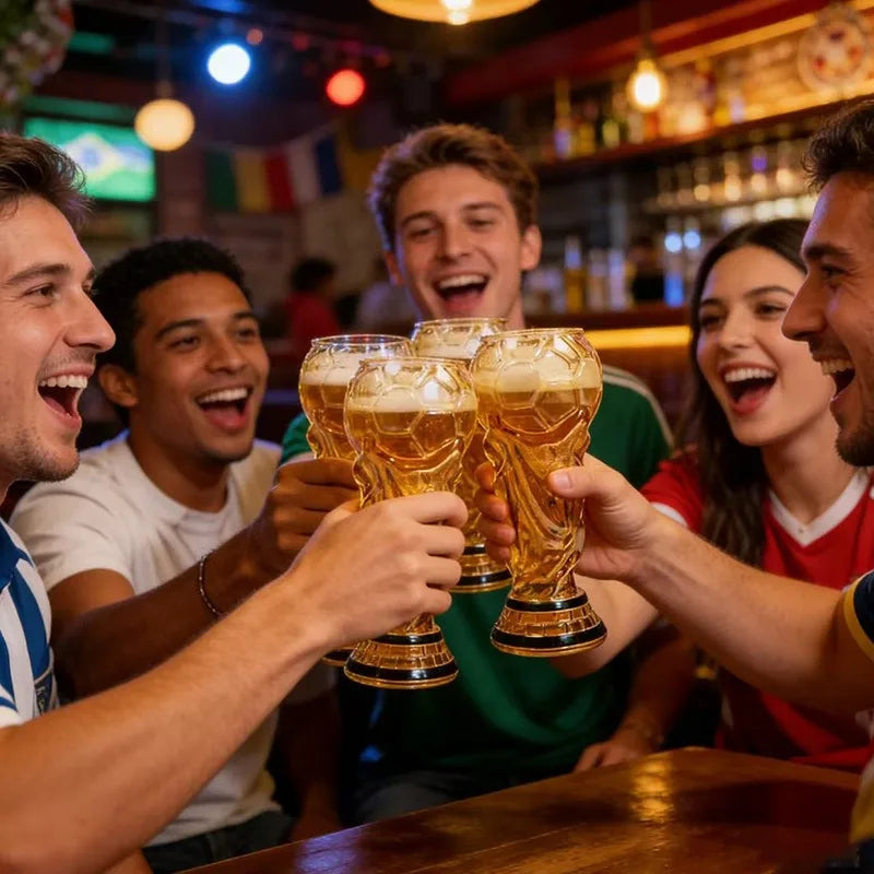 Verre à bière trophée de football 500 ml en verre borosilicate de haute qualité, cadeau pour la fête des pères, pour petit ami, pour les fans, pour les matchs de football 2026