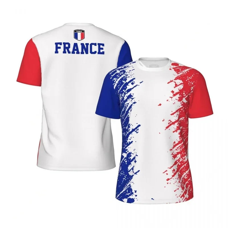 France flag 3D print football men's T-shirt summer sports fitness short sleeve casual round neck T-shirt
