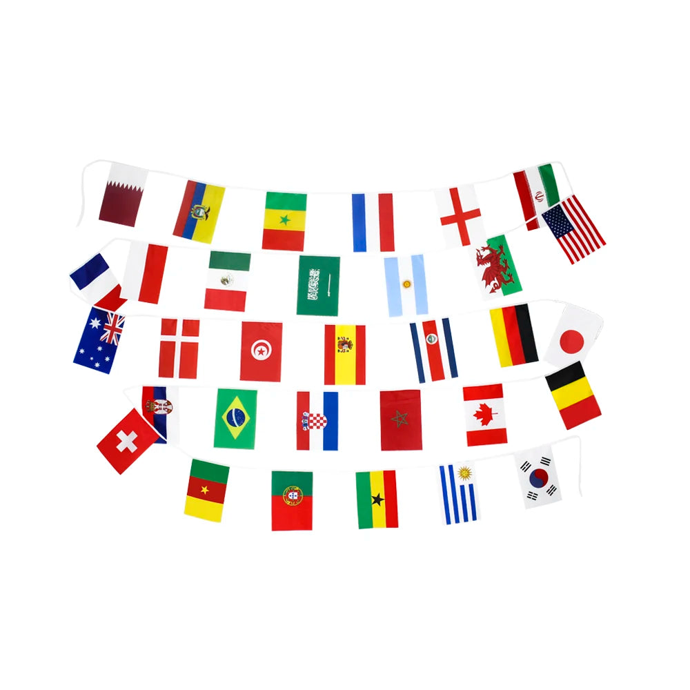 Guirlande de 32 Drapeaux Nationaux – Décoration Football Coupe du Monde 2026