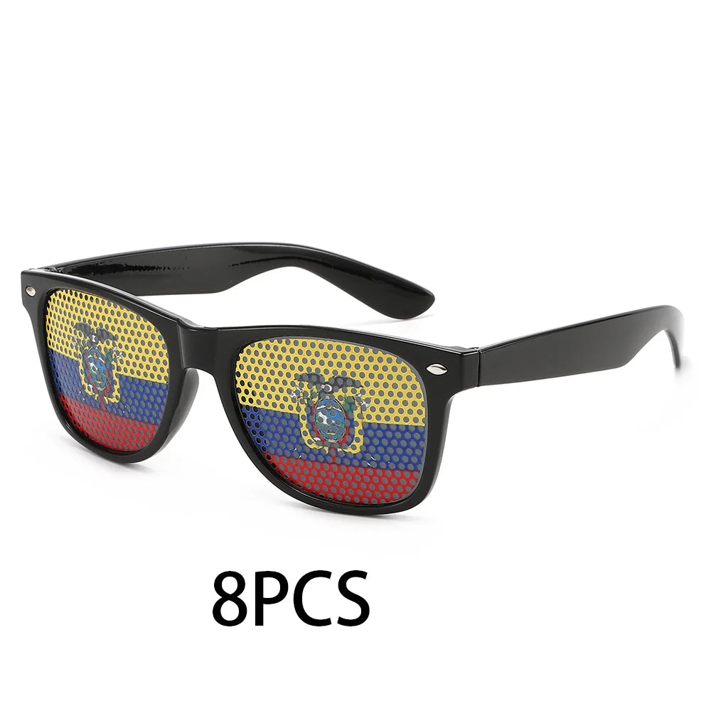 8PCS HD Vision Flag Sunglasses Football Match Fans Sun Glasses Comfortable Anti-slip Legs Sports Party Eyewear