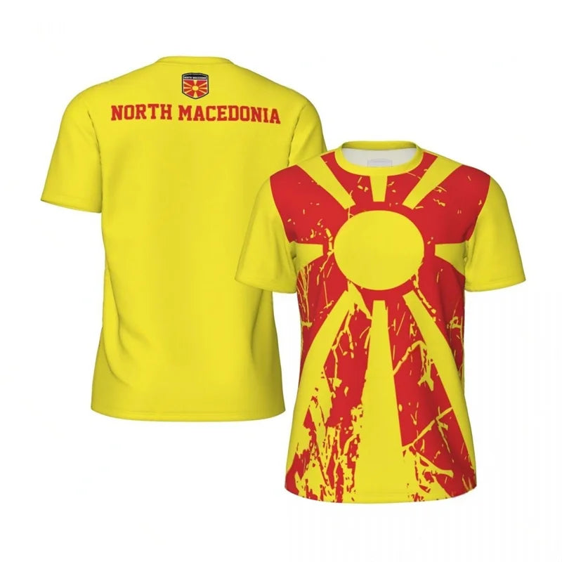 North Macedonia Graphic T-shirt For Men Street Oversized Short Sleeve Tees Summer 3D Printed Sports Fitness Football T Shirts