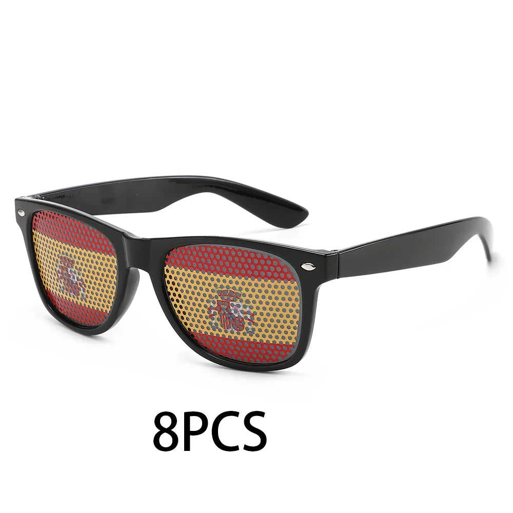 8PCS HD Vision Flag Sunglasses Football Match Fans Sun Glasses Comfortable Anti-slip Legs Sports Party Eyewear