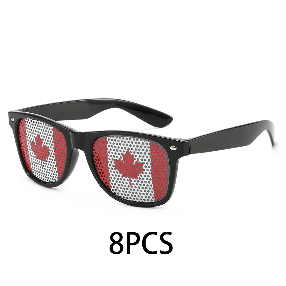 8PCS HD Vision Flag Sunglasses Football Match Fans Sun Glasses Comfortable Anti-slip Legs Sports Party Eyewear