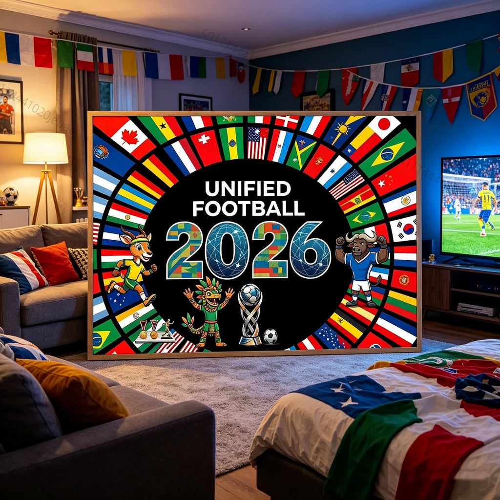 Tapisserie Murale Drapeaux Football – Décoration Coupe du Monde 2026