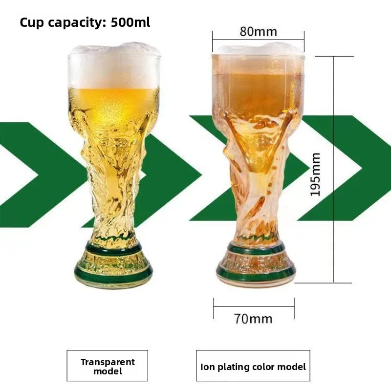 Verre à bière trophée de football 500 ml en verre borosilicate de haute qualité, cadeau pour la fête des pères, pour petit ami, pour les fans, pour les matchs de football 2026