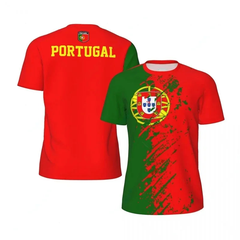 PORTUGAL Flag 3D Print Sports Quick-dry Breathable Men Women T-shirt Outdoor Football Jersey Team Club Short-sleeve Top Clothing
