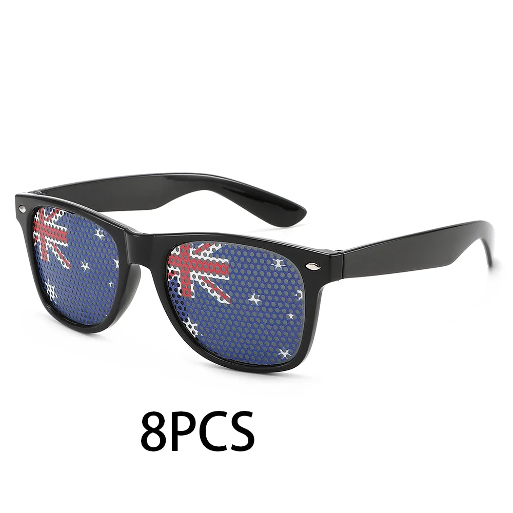 8PCS HD Vision Flag Sunglasses Football Match Fans Sun Glasses Comfortable Anti-slip Legs Sports Party Eyewear