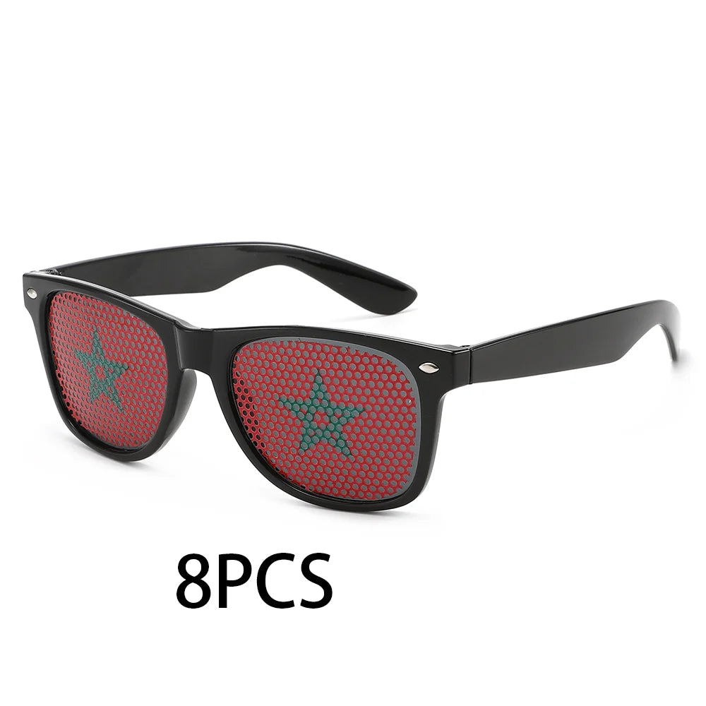 8PCS HD Vision Flag Sunglasses Football Match Fans Sun Glasses Comfortable Anti-slip Legs Sports Party Eyewear