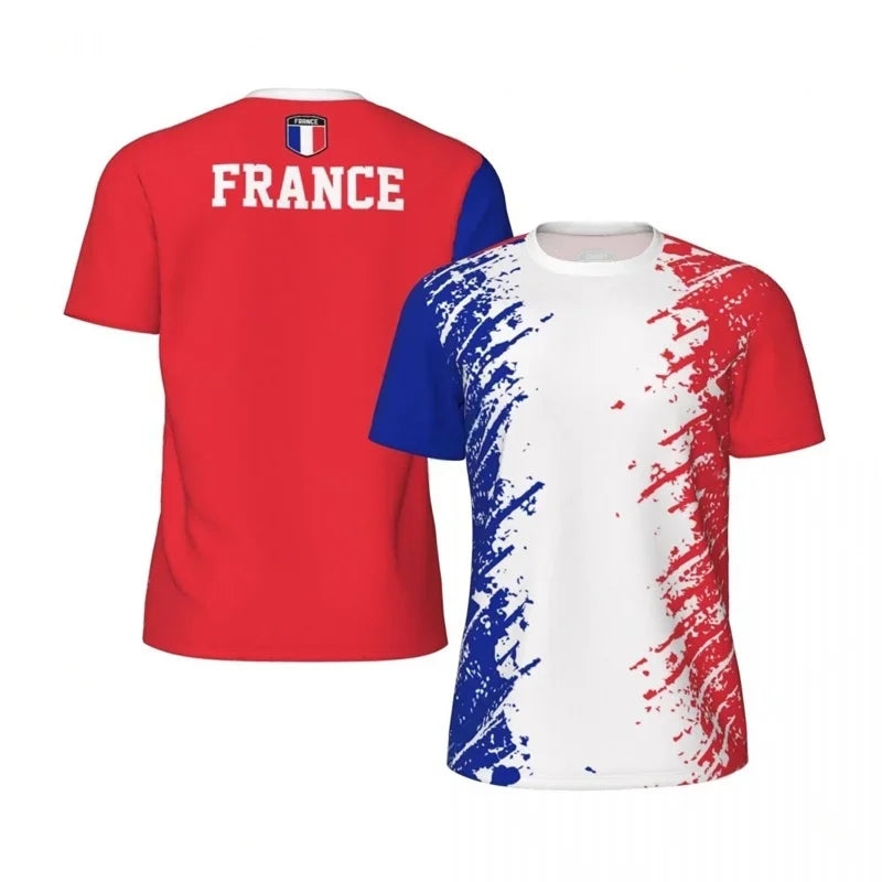 France flag 3D print football men's T-shirt summer sports fitness short sleeve casual round neck T-shirt