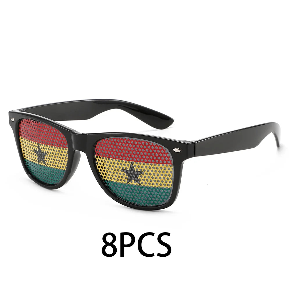 8PCS HD Vision Flag Sunglasses Football Match Fans Sun Glasses Comfortable Anti-slip Legs Sports Party Eyewear
