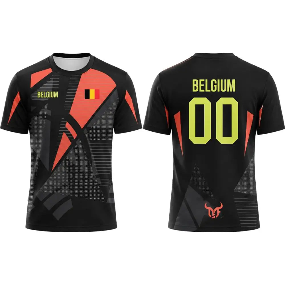 2026 New Belgium Flag Print Soccer Jersey Summer Men's Quick-Drying Breathable Soccer Training T-shirt Unisex Casual Sports Top