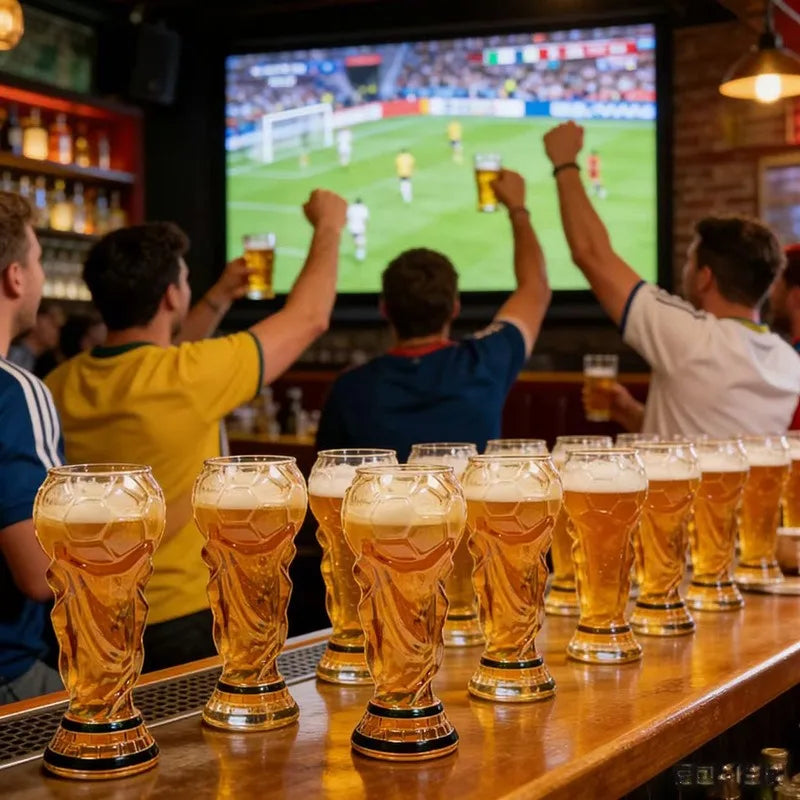 Verre à bière trophée de football 500 ml en verre borosilicate de haute qualité, cadeau pour la fête des pères, pour petit ami, pour les fans, pour les matchs de football 2026